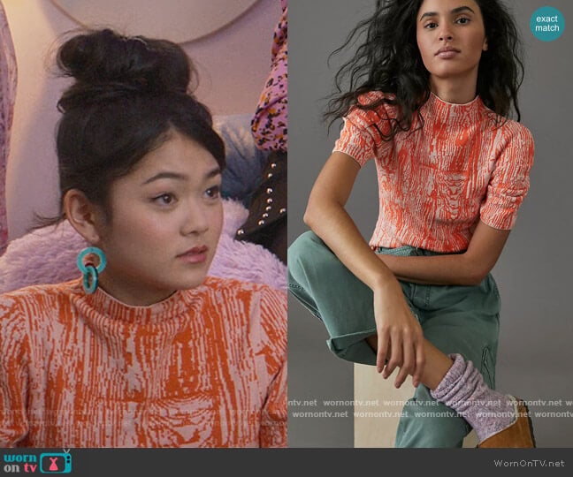 Anthropologie Maeve Bosca Sweater Tee worn by Claudia Kishi (Momona Tamada) on The Baby-Sitters Club