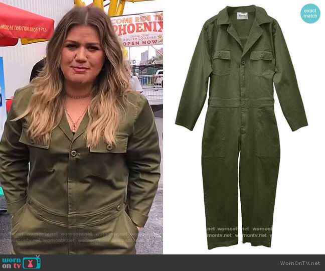 Baacal Utility Jumpsuit in Army worn by Kelly Clarkson on The Kelly Clarkson Show