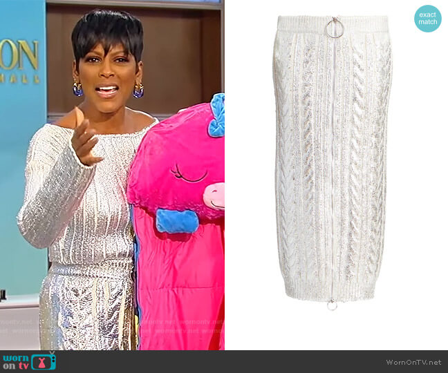 Balmain Metallic Cable Knit Maxi-Skirt worn by Tamron Hall on Tamron Hall Show
