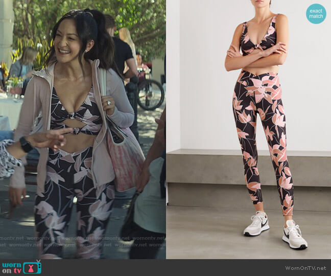 Beach Riot Bowie knotted cutout floral-print stretch sports bra