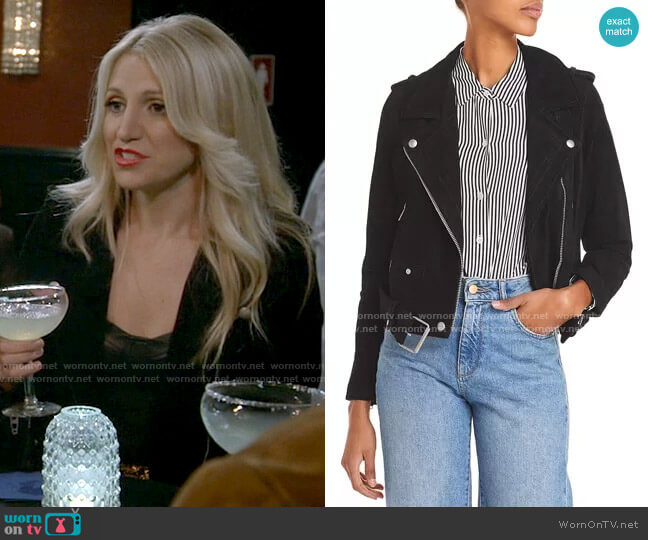 Blank NYC Suede Moto Jacket worn by Gina Dabrowski (Annaleigh Ashford) on B Positive