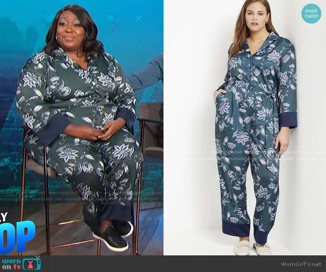 Eloquii Block Print Collar Jumpsuit worn by Loni Love on E! News