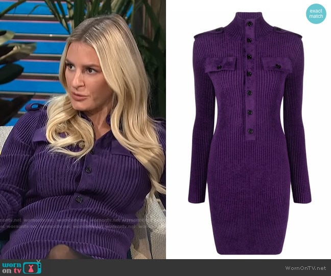Bottega Veneta Ribbed-Knit Softly-Textured Mini Dress worn by Morgan Stewart on E! News