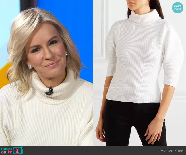 Khaite Bret Ribbed Merino Wool Turtleneck Sweater worn by Dr. Jennifer Ashton on Good Morning America