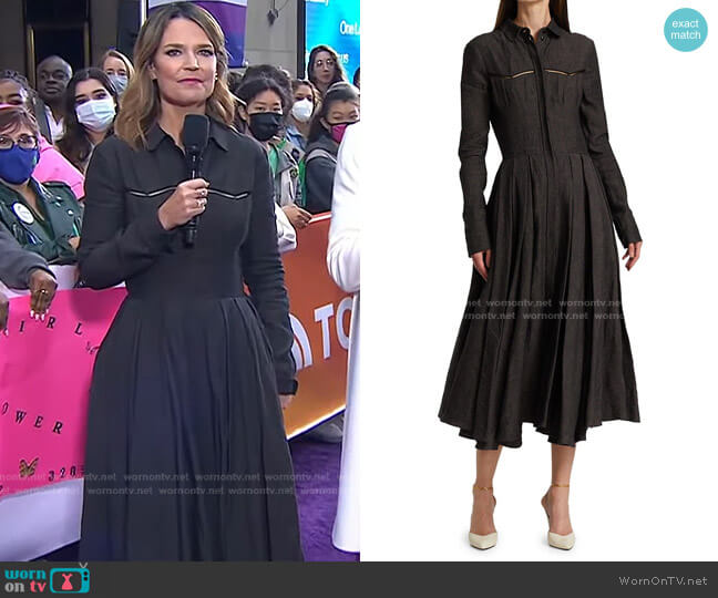 Brock Collection Tomi Linen Fit & Flare Dress worn by Savannah Guthrie on Today