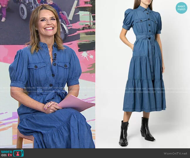 Derek Lam 10 Crosby Buffy Utility Dress in Indigo worn by Savannah Guthrie on Today