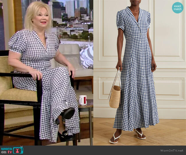 Caroline Constas Bel Gingham Silk Maxi Shirt Dress