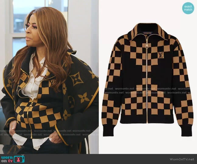 Louis Vuitton Checkerboard Cardigan worn by Mary Cosby on The Real Housewives of Salt Lake City