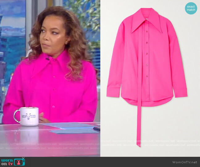 Christopher John Rogers Tie-detailed neon wool-blend shirt worn by Sunny Hostin on The View