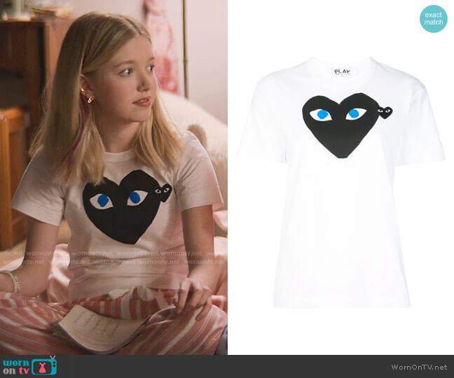 Comme Des Garçons Play Double-Heart T-shirt worn by Stacey McGill (Shay Rudolph) on The Baby-Sitters Club