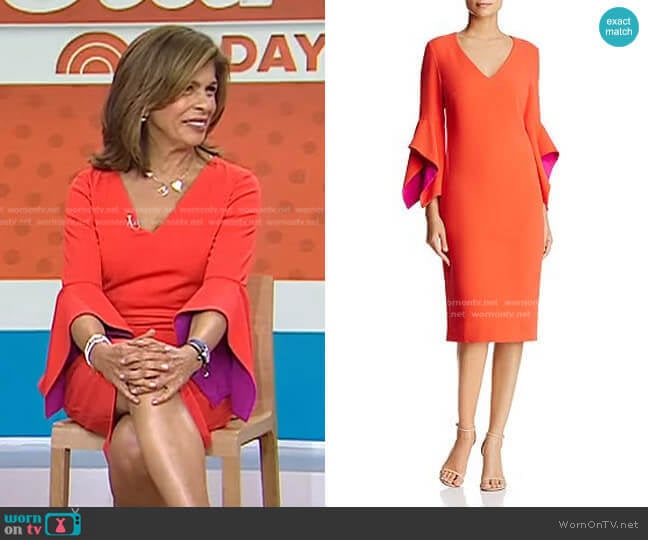Badgley Mischka Contrast Bell Sleeve Dress worn by Hoda Kotb on Today