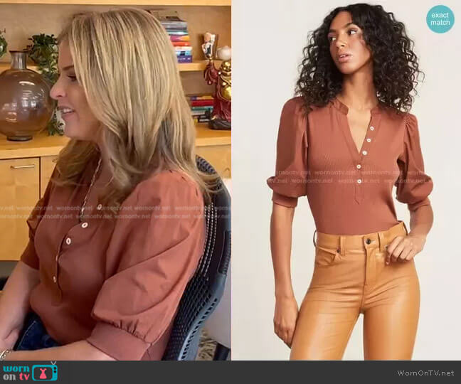 Veronica Beard Coralee Puff-Sleeve Top worn by Jenna Bush Hager on Today