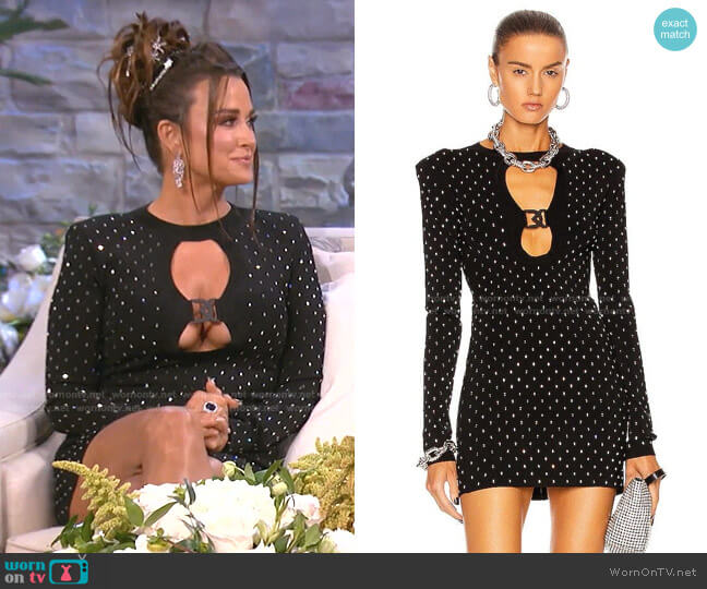 David Koma Crystal Embroidered Buckle Mini Dress worn by Kyle Richards on The Real Housewives of Beverly Hills