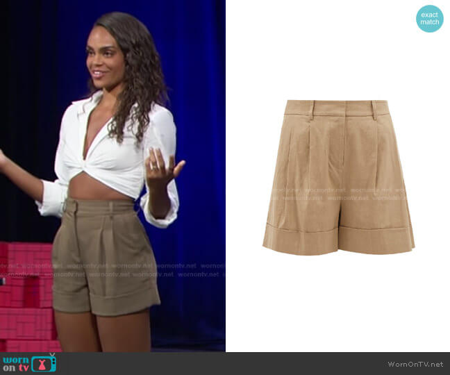 Diane von Furstenberg Shiana Turned-up Cuff Linen-blend Shorts worn by Michelle Young on The Bachelorette