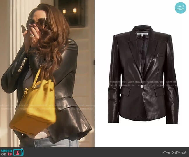 Veronica Beard Danielle Leather Dickey Jacket worn by Kyle Richards on The Real Housewives of Beverly Hills