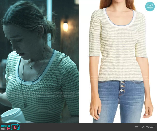 Veronica Beard Dany Rib Knit Top worn by Love Quinn (Victoria Pedretti) on You