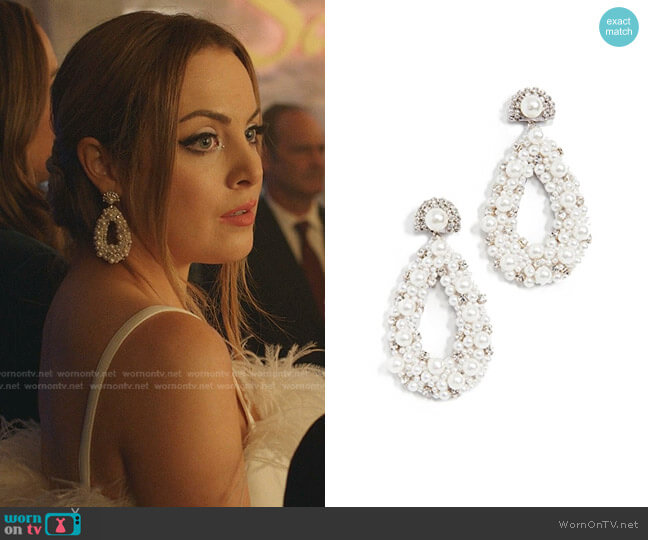 Deepa Gurnani Arabella Earrings worn by Fallon Carrington (Elizabeth Gillies) on Dynasty