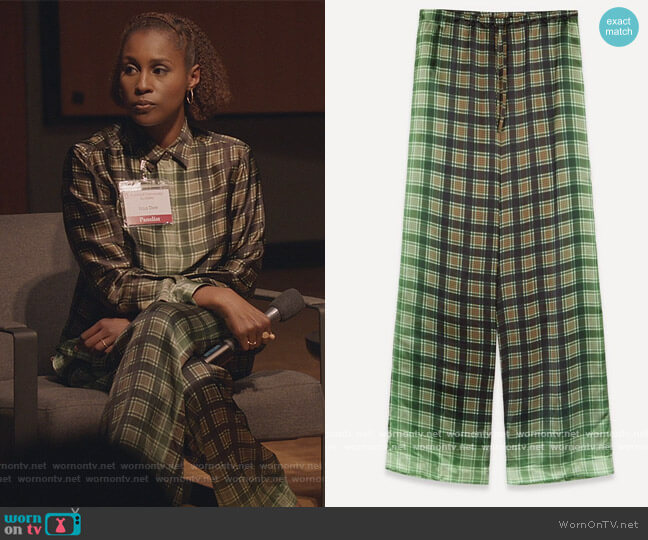 Dries Van Noten Ombre Plaid Satin Shirt worn by Issa Dee (Issa Rae) on Insecure