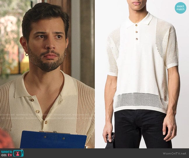 Dsquared2 Mesh-Insert Short Sleeved Polo Shirt worn by Sam Flores (Rafael de la Fuente) on Dynasty