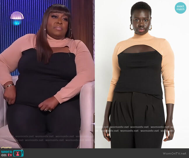 Eloquii Colorblock Sweater With Cutout worn by Loni Love on The Real