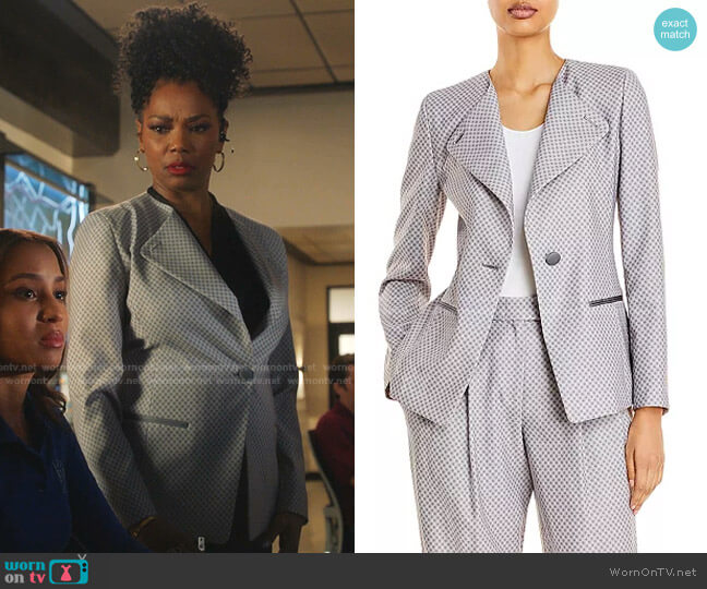 Emporio Armani Fluid Printed Blazer worn by Claudette Collins (Vanessa Estelle Williams) on 9-1-1