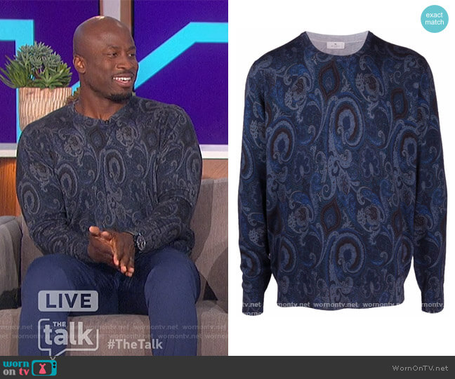 Etro Paisley Print Knitted Jumper worn by Akbar Gbajabiamila on The Talk