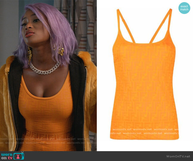 Fendi FF Pattern Tank Top worn by Lauren Rice (Pepi Sonuga) on Queens