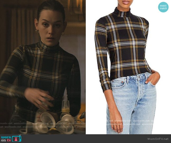 Fore Knit Plaid Turtleneck worn by Love Quinn (Victoria Pedretti) on You