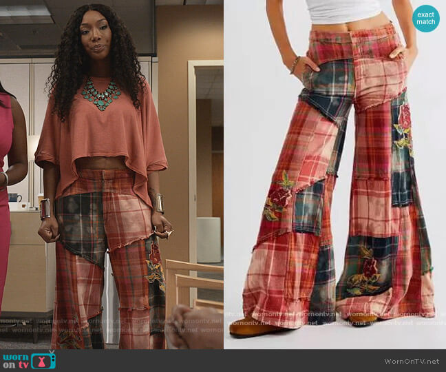 Free People Flare Pants in Electirc Lace worn by Naomi (Brandy Norwood) on Queens