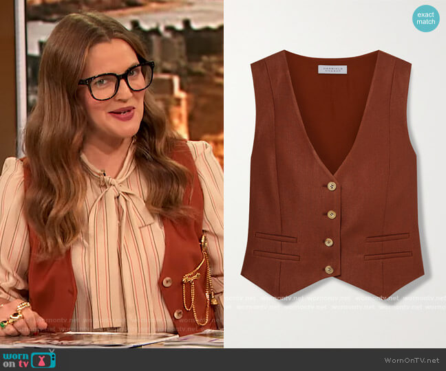 Gabriela Hearst Zelos wool and silk-blend twill vest worn by Drew Barrymore on The Drew Barrymore Show