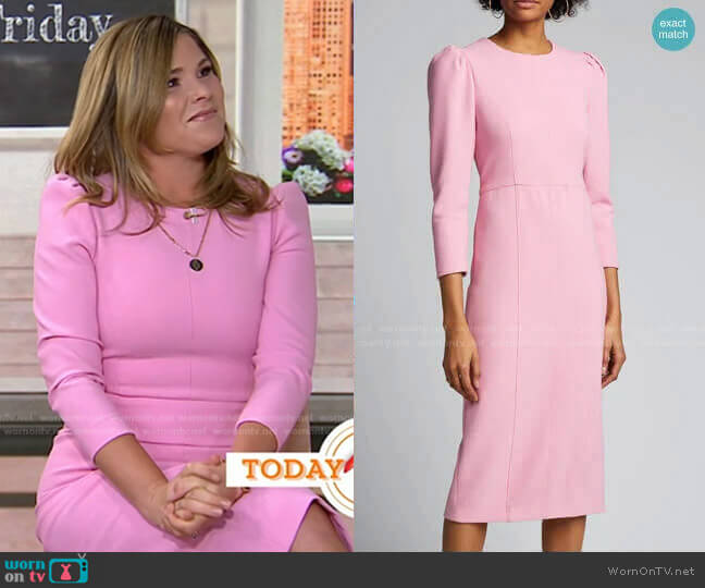 Veronica Beard Geoff Puff-Sleeve Sheath Dress worn by Jenna Bush Hager on Today