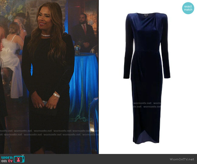 Giorgio Armani Velvet Long Sleeve Dress worn by Cristal Jennings (Daniella Alonso) on Dynasty