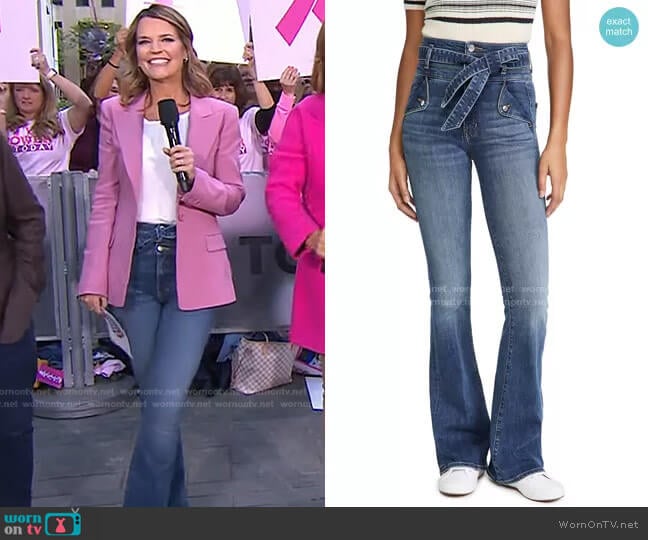 Veronica Beard Giselle High-Rise Skinny Flare Jean worn by Savannah Guthrie on Today