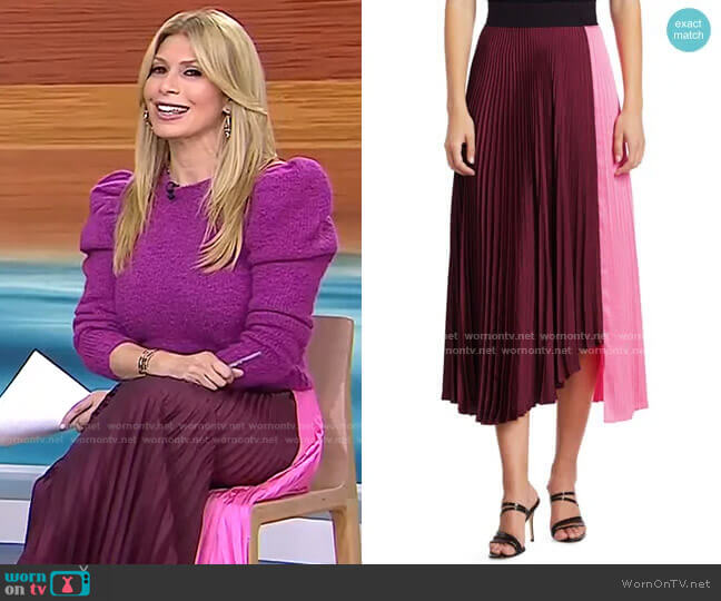A.L.C. Grainger Asymmetrical Pleated Midi Skirt worn by Jill Martin on Today