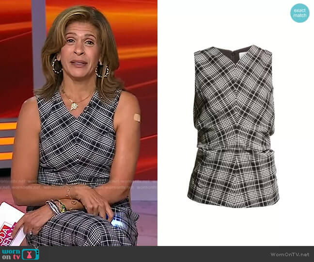 Tanya Taylor Heather Plaid Top worn by Hoda Kotb on Today