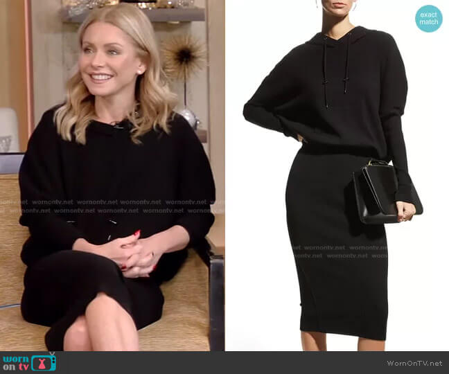 Tom Ford Hooded Ribbed Cashmere-Blend Dress worn by Kelly Ripa on Live with Kelly and Mark