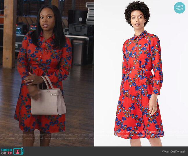 J. Crew A-Line Shirtdress in lattice floral worn by Jill (Naturi Naughton) on Queens