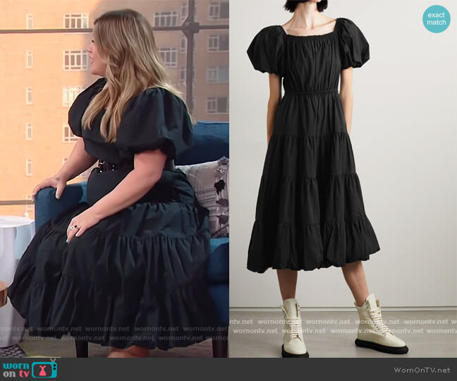 Jason Wu Off-the-shoulder cotton-poplin midi dress worn by Kelly Clarkson on The Kelly Clarkson Show