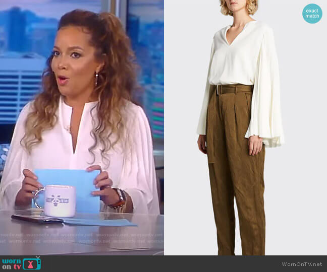 Jason Wu Pleated Bell-Sleeve Crepe Top worn by Sunny Hostin on The View
