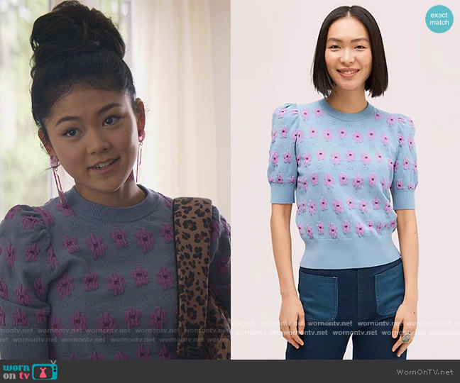 Kate Spade Marker Floral Sweater worn by Claudia Kishi (Momona Tamada) on The Baby-Sitters Club