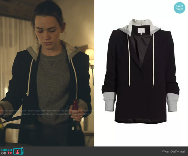 Cinq a Sept Khloe Hooded Blazer Jacket worn by Love Quinn (Victoria Pedretti) on You