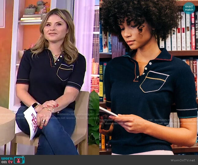 Lingua Franca Yes Knit Polo worn by Jenna Bush Hager on Today
