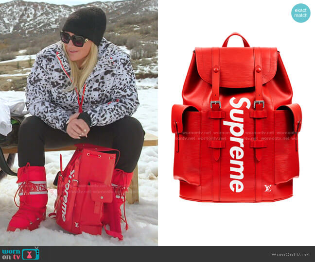 Louis Vuitton x Supreme Christopher Leather Backpack worn by Heather Gay on The Real Housewives of Salt Lake City