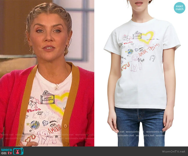 Maje Toujours Cotton Graphic Tee worn by Amanda Kloots on The Talk