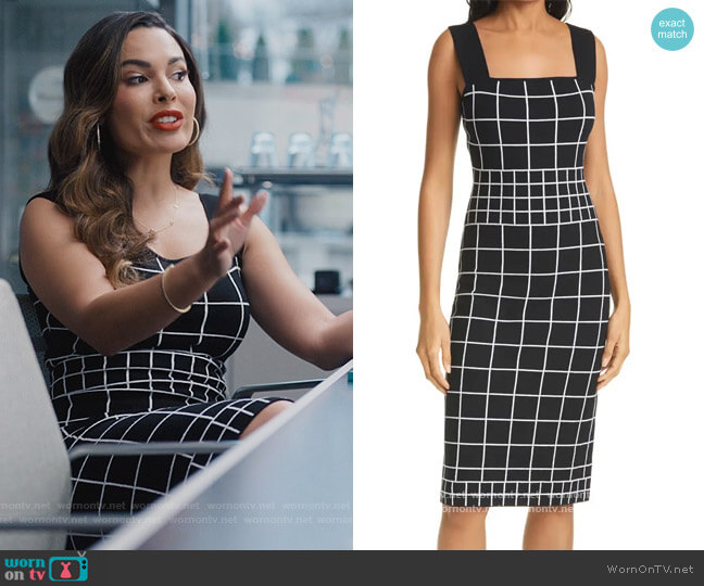 Milly Windowpane Jacquard Column Dress worn by Valeria (Nadine Velazquez) on Queens