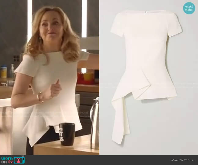 Roland Mouret Newhall Draped Peplum Top worn by Marissa Morgan (Geneva Carr) on Bull