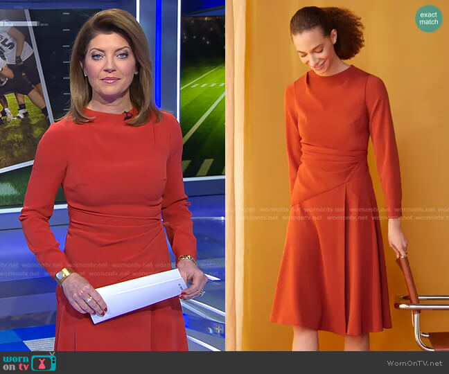 The Fold London Oban Dress worn by Norah O'Donnell on CBS Evening News