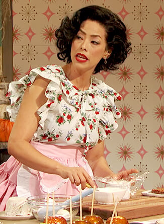 Pilar Valde’s white floral print ruffle top on The Drew Barrymore Show
