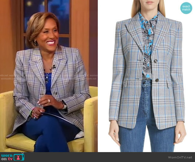 Michael Kors Plaid Pressed Wool Blazer worn by Robin Roberts on Good Morning America