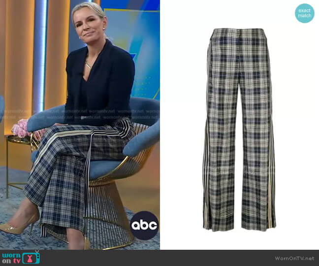Monse Racing Stripe Vintage Plaid Trousers worn by Dr. Jennifer Ashton on Good Morning America